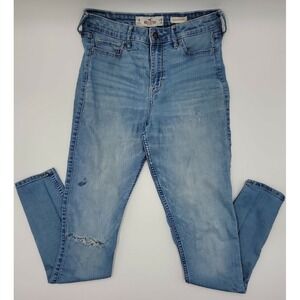 Hollister Jeans Women's Sz 7R 28x30 High‎ Rise Super Skinny Blue Jeans #C238
